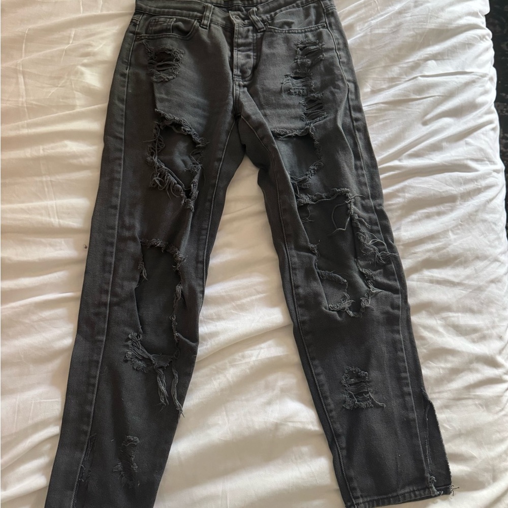 Brandy Melville Charcoal Distressed Skinny Jeans